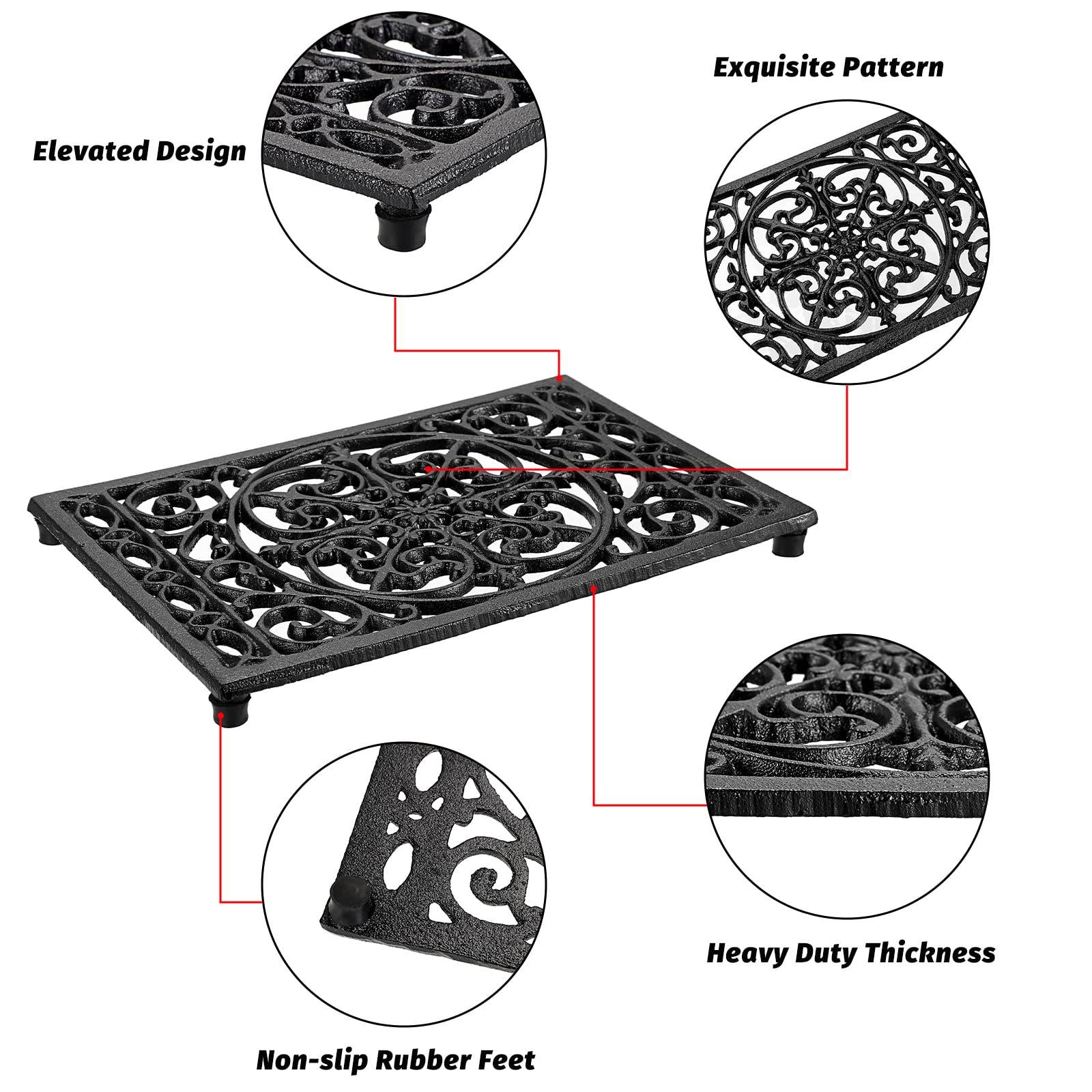 Rectangle Cast Iron Trivet Hea - Cast Iron Corn のレビューと価格