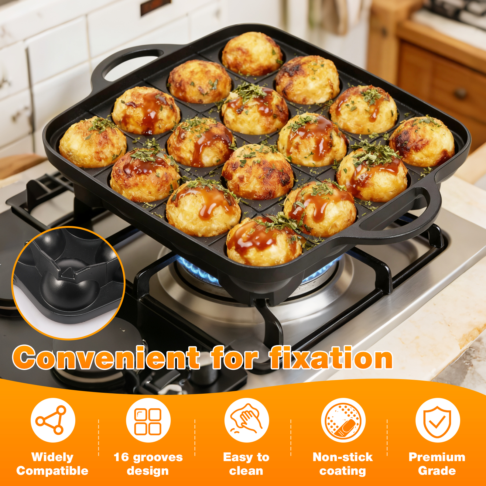 Takoyaki Pan 16 Hole Octopus B - Takoyaki Grill Plate のレビューと価格