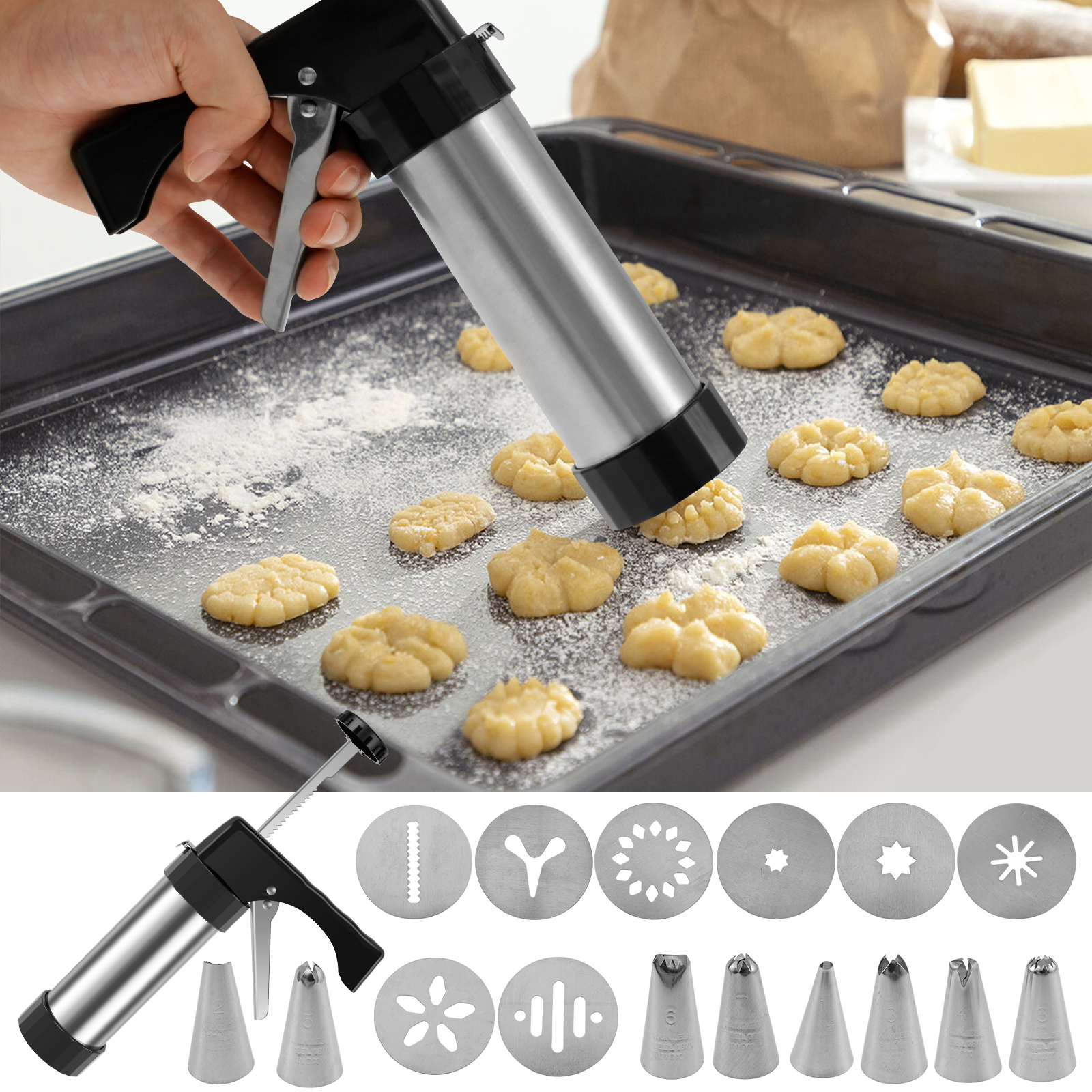 Stainless Steel Cookie Gun Chu - Churros Maker Gun のレビューと価格