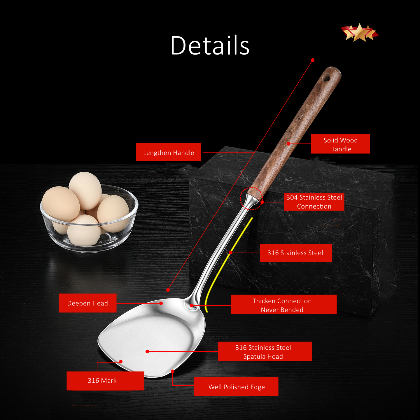 LFGB Certification 316 Stainle - Okonomiyaki Spatula のレビューと価格