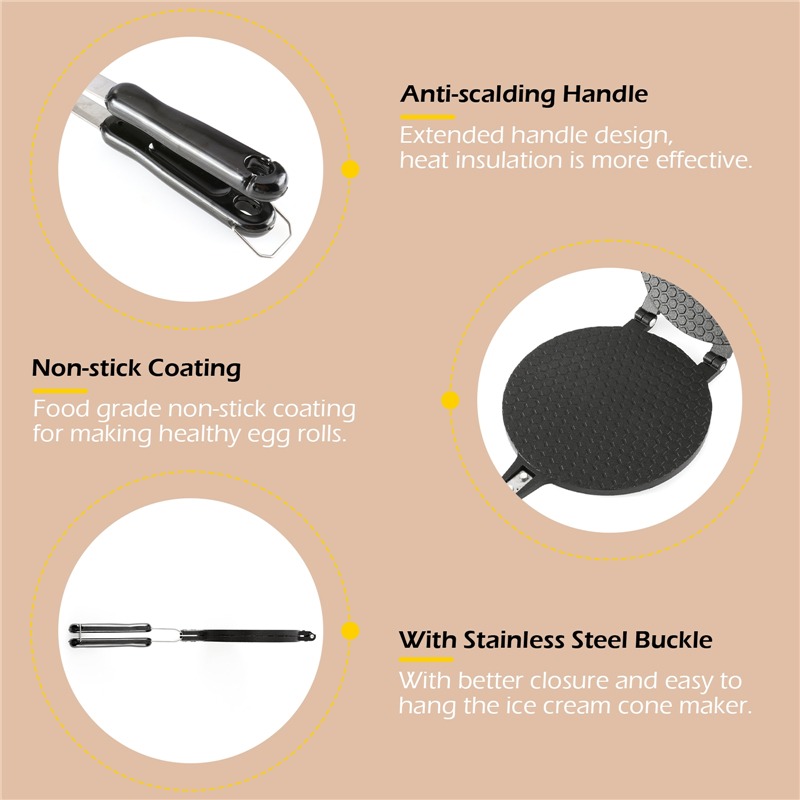 22cm Non-Stick Egg Roll Waffle - Waffle Cone Maker のレビューと価格
