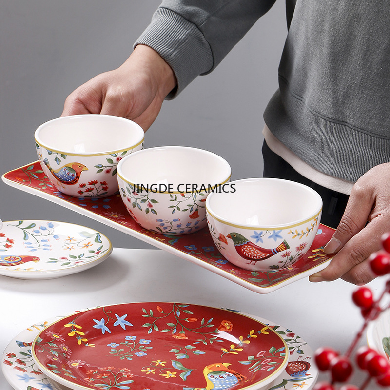 1pc European Ceramic Red Flowe - Dim Sum Basket のレビューと価格