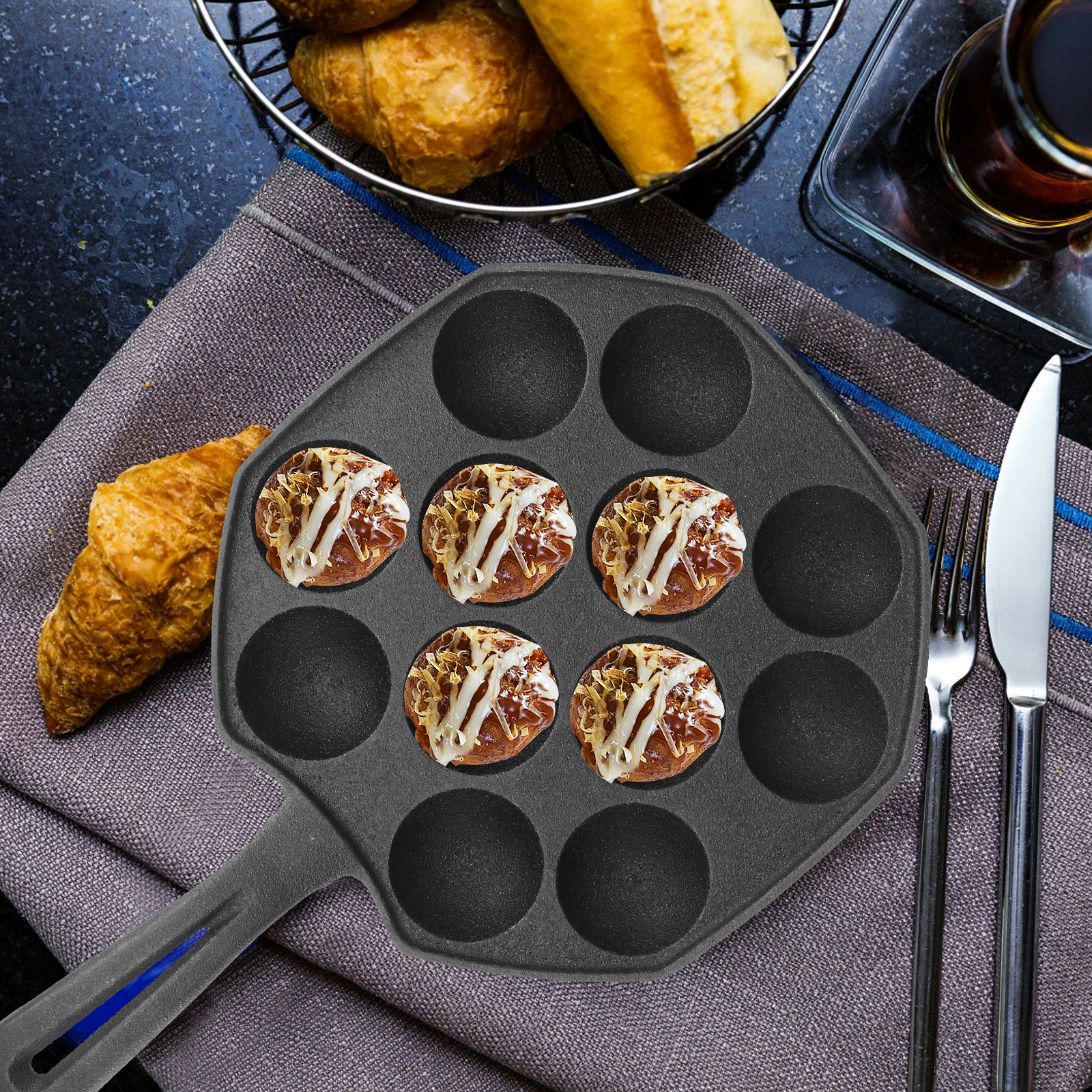 Takoyaki Pan 12 Molds Cast Iro - Takoyaki Grill Plate のレビューと価格