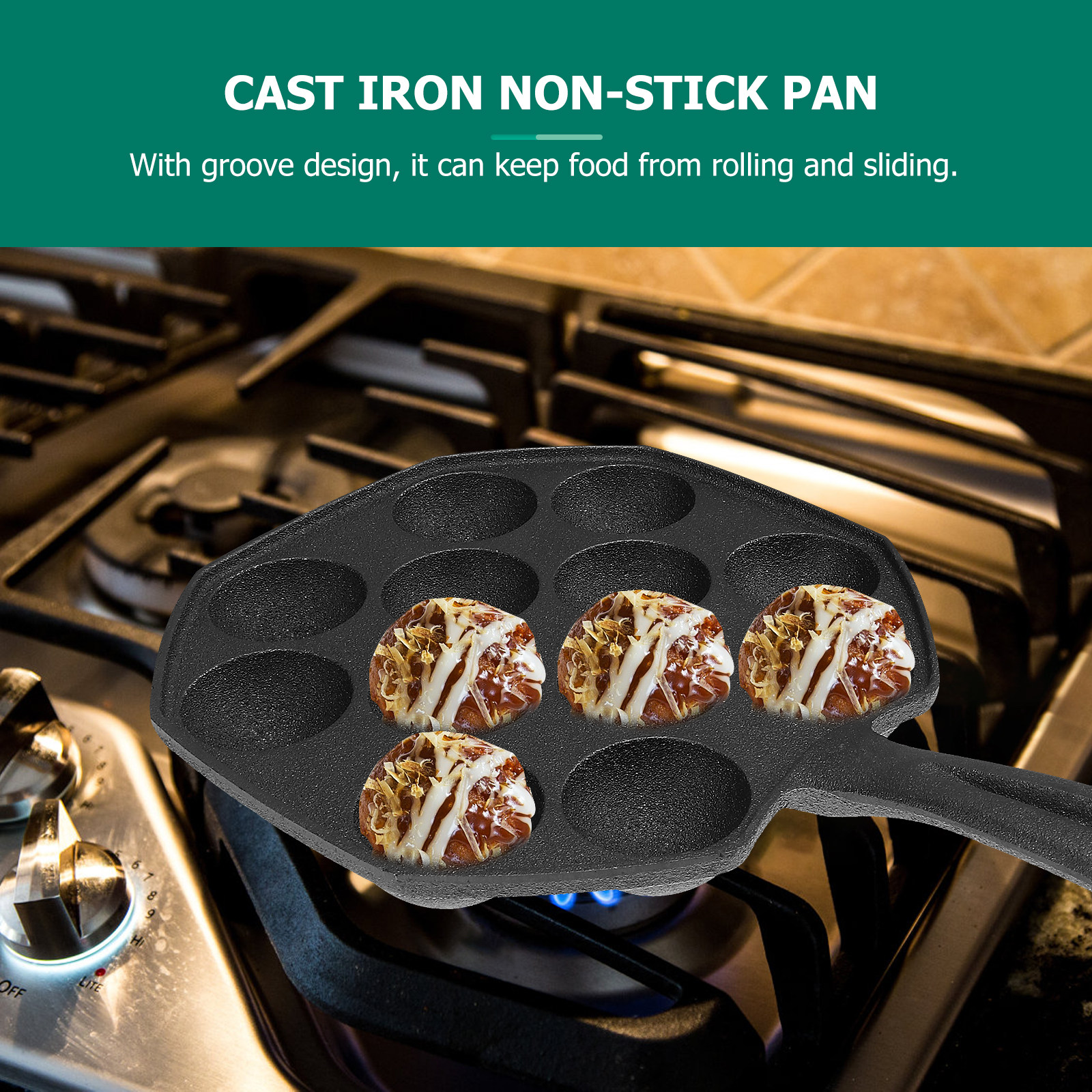 Takoyaki Pan 12 Molds Cast Iro - Takoyaki Grill Plate のレビューと価格